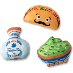 Pet Shop By Fringe Studio Taco Tuesday Small Dog Squeaky Plush Dog Toy, 3 Count