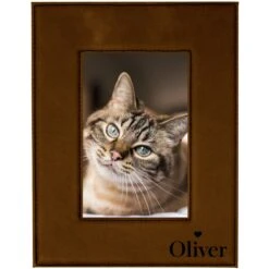 904 Custom Personalized Name With Heart Leatherette Pet Picture Frame