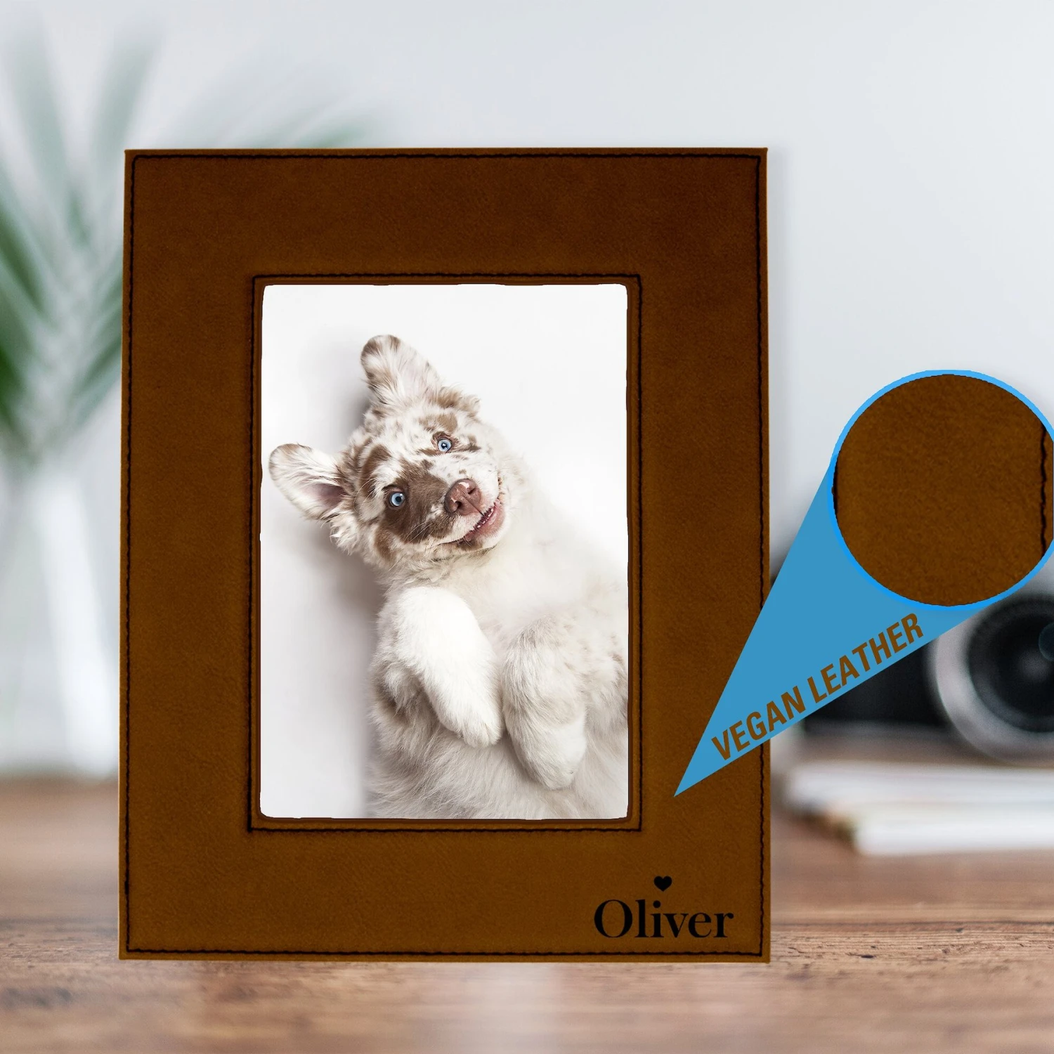 904 Custom Personalized Name With Heart Leatherette Pet Picture Frame 5 904 Custom Personalized Name With Heart Leatherette Pet Picture Frame - Image 5