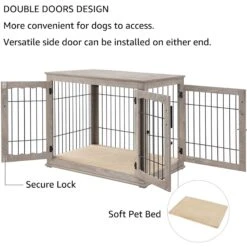 Unipaws Wooden Wire Furniture End Table Dog Crate -PetSafe Kong Shop 316166 PT5. AC SS1800 V1664533646