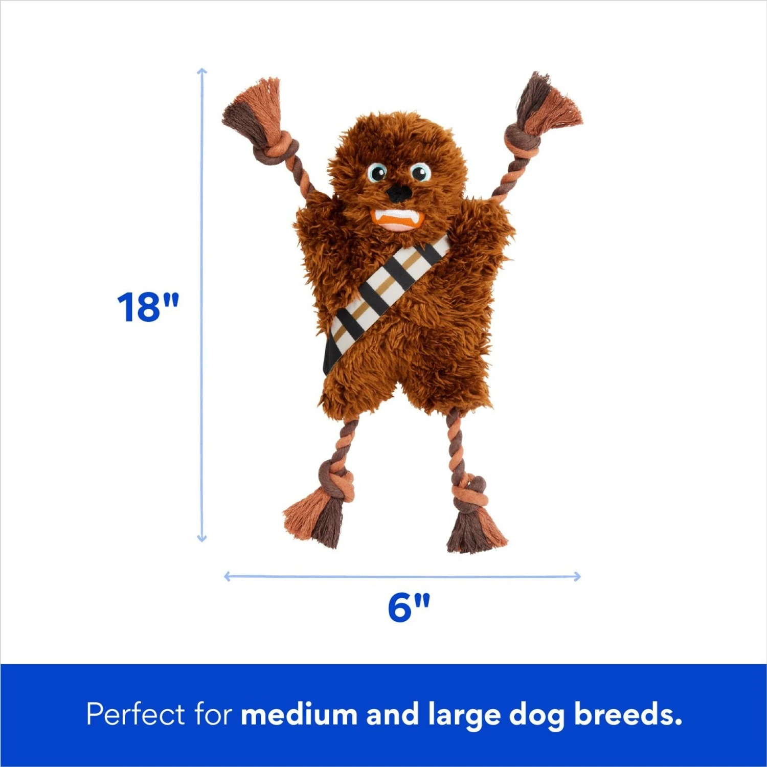 STAR WARS CHEWBACCA Plush With Rope Squeaky Dog Toy 2 STAR WARS CHEWBACCA Plush With Rope Squeaky Dog Toy - Image 2