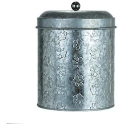 Amici Pet Puppy Paws Galvanized Metal Dog Treat Canister