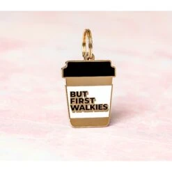 Two Tails Pet Company Personalized But First Walkies Dog & Cat ID Tag -PetSafe Kong Shop 317502 PT3. AC SS1800 V1628805369