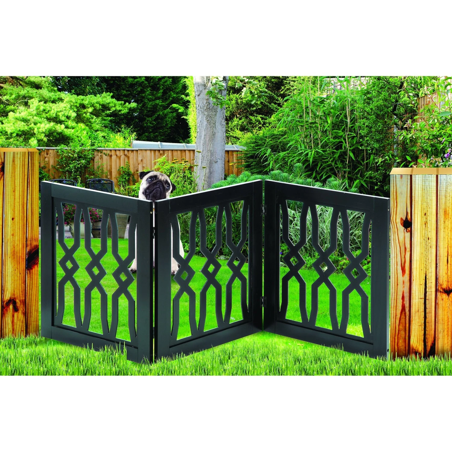 Etna Wood Diamond Twist Design Dog Gate 1 Etna Wood Diamond Twist Design Dog Gate