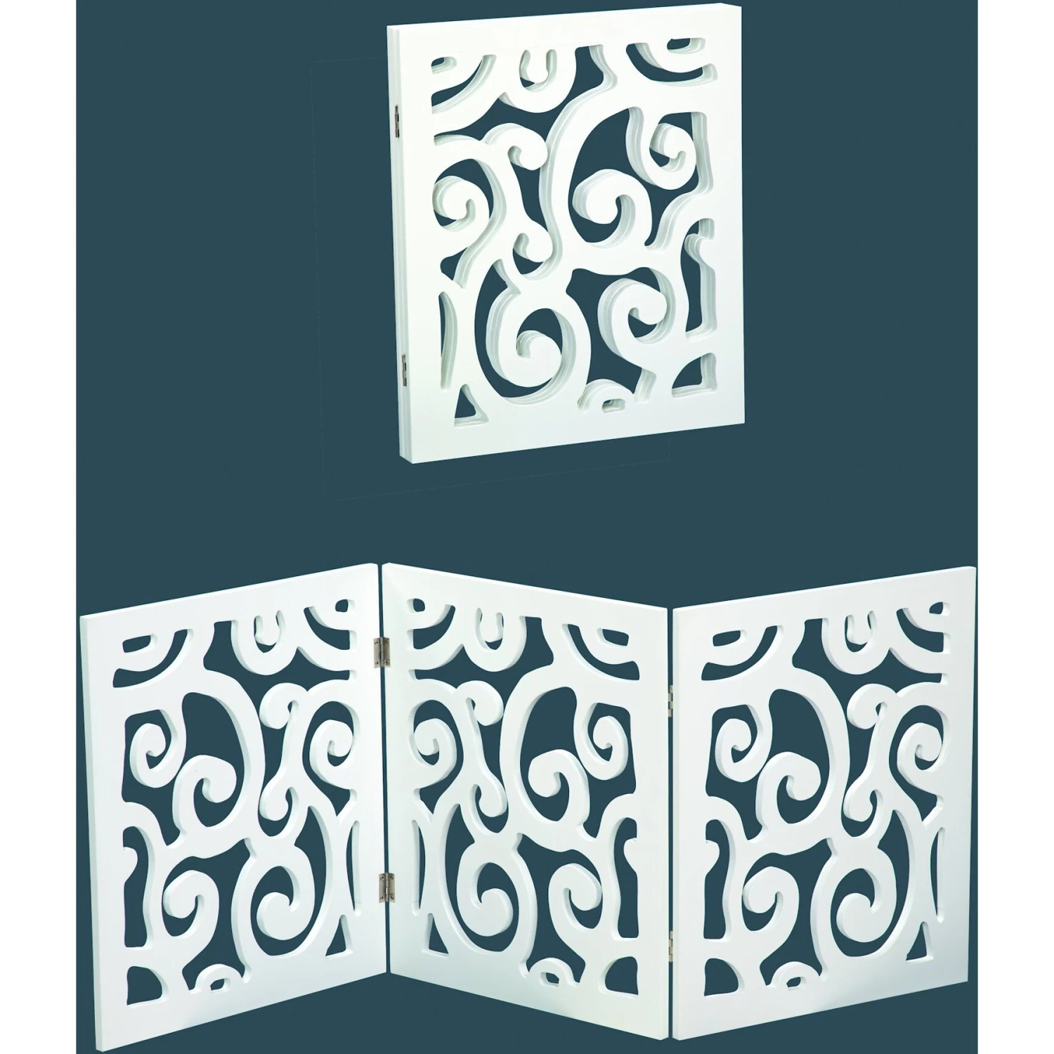 Etna Wooden Scroll Design Dog Gate 1 Etna Wooden Scroll Design Dog Gate