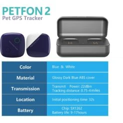 Petfon Smart Pet GPS Tracker II, Blue -PetSafe Kong Shop 321742 PT6. AC SS1800 V1632813093