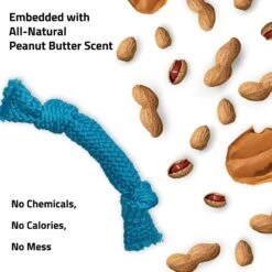 Playology All Natural Peanut Butter Scented Dri-Tech Dental Rope Dog Toy -PetSafe Kong Shop 321871 PT2. AC SS1800 V1629230170