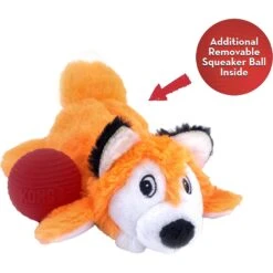 KONG Cozie Pocketz Fox Dog Toy, Orange