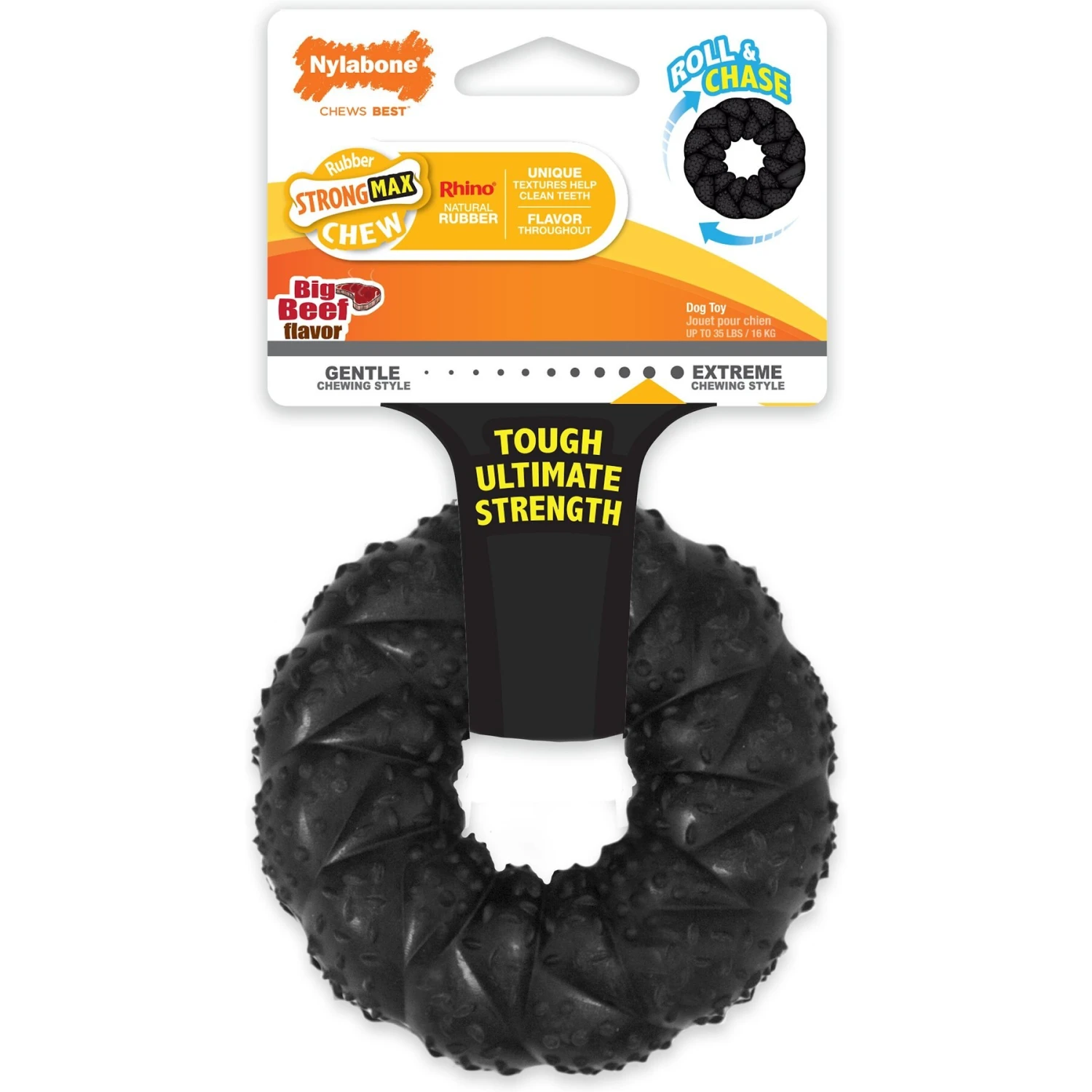 Nylabone Strong MAX Braided Dog Ring Chew Toy Beef 1 Nylabone Strong MAX Braided Dog Ring Chew Toy Beef