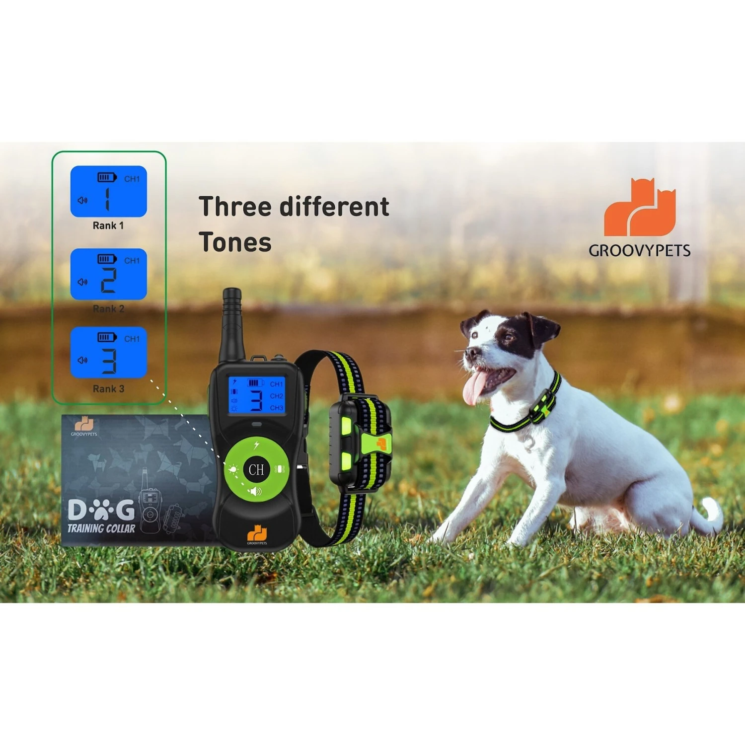 GroovyPets Three-Dog Kit 800 Yard Waterproof Long-Life Rechargable Remote Dog Training Shock Collar System 3 GroovyPets Three-Dog Kit 800 Yard Waterproof Long-Life Rechargable Remote Dog Training Shock Collar System - Image 3