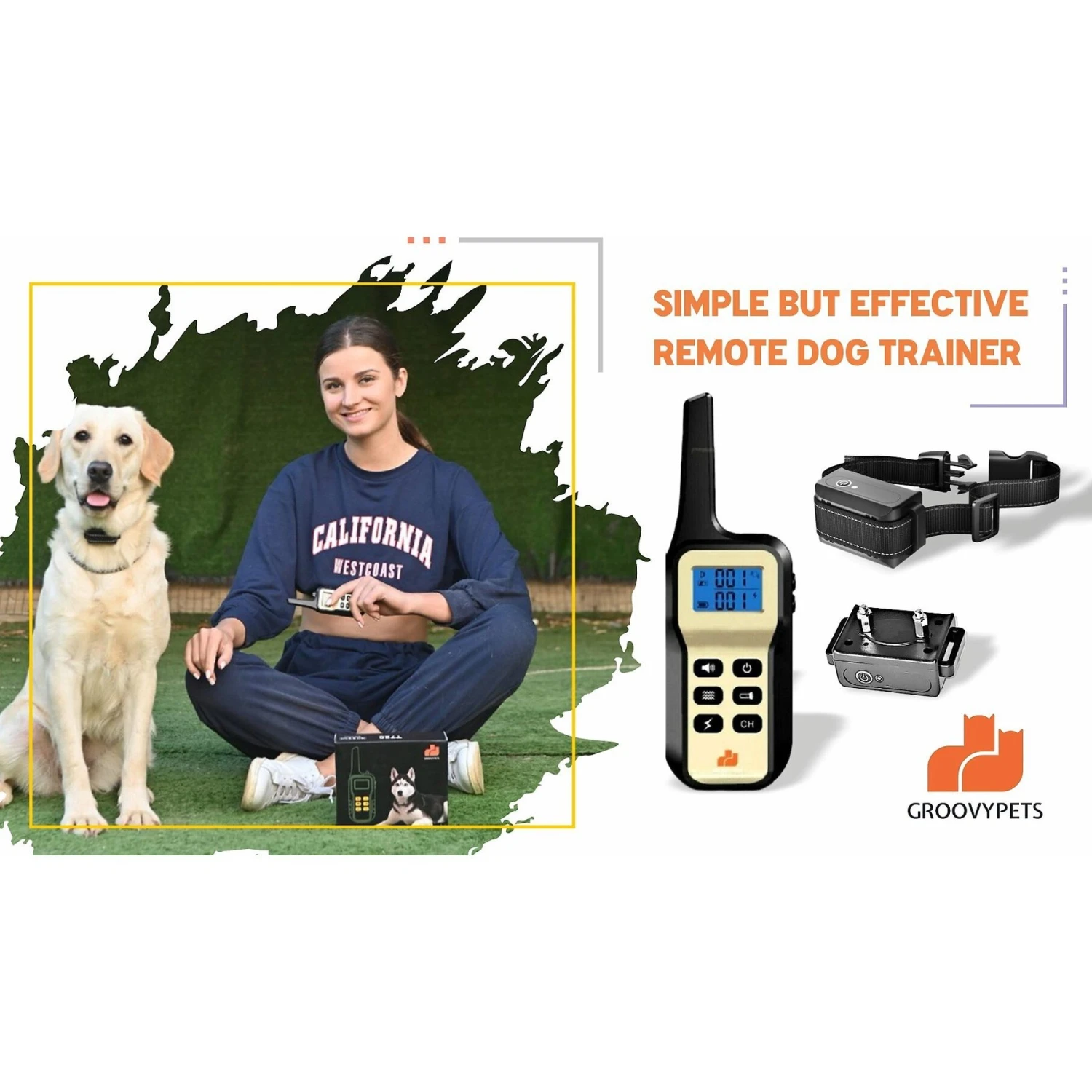 GroovyPets Two-Dog Set 1100 Yard Auto Anti Bark, Humane Beep, Vibration, Static Shock Waterproof Rechargeable Dog Training Shock Collar System 2 GroovyPets Two-Dog Set 1100 Yard Auto Anti Bark, Humane Beep, Vibration, Static Shock Waterproof Rechargeable Dog Training Shock Collar System - Image 2