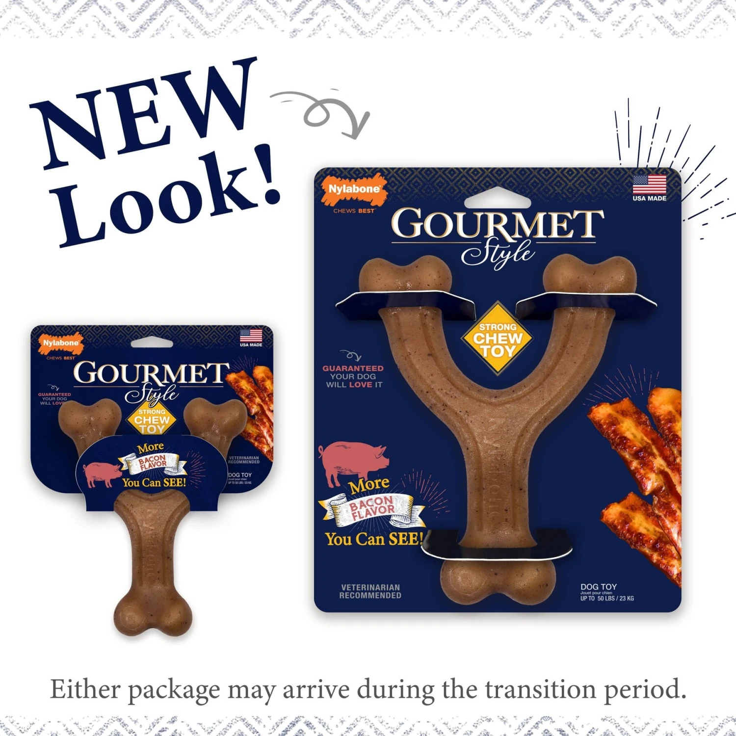 Nylabone Gourmet Style Strong Chew Wishbone Bacon Dog Toy 6 Nylabone Gourmet Style Strong Chew Wishbone Bacon Dog Toy - Image 6