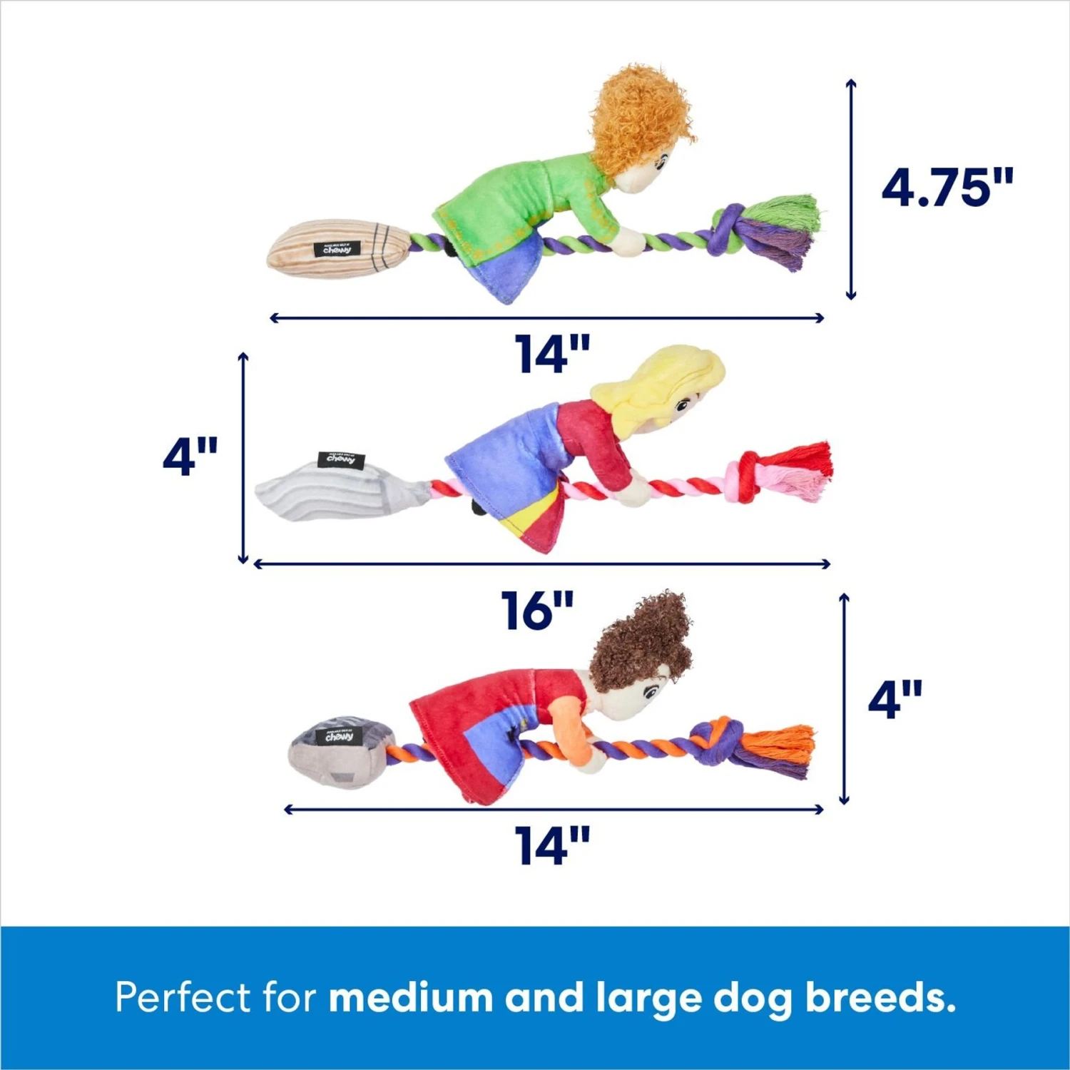 Disney Halloween Hocus Pocus Sanderson Sisters Plush With Rope Squeaky Dog Toy 2 Disney Halloween Hocus Pocus Sanderson Sisters Plush With Rope Squeaky Dog Toy - Image 2