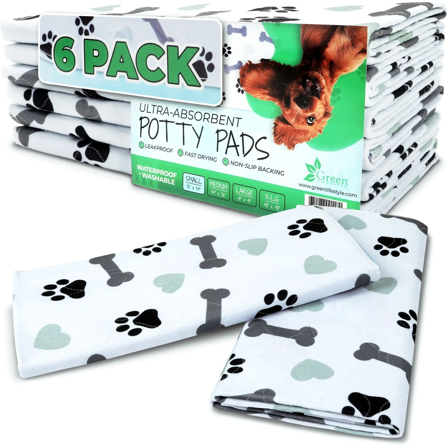 Green Lifestyle Printed Reusable Cat & Dog Pee Pads, Blue & White 1 Green Lifestyle Printed Reusable Cat & Dog Pee Pads, Blue & White