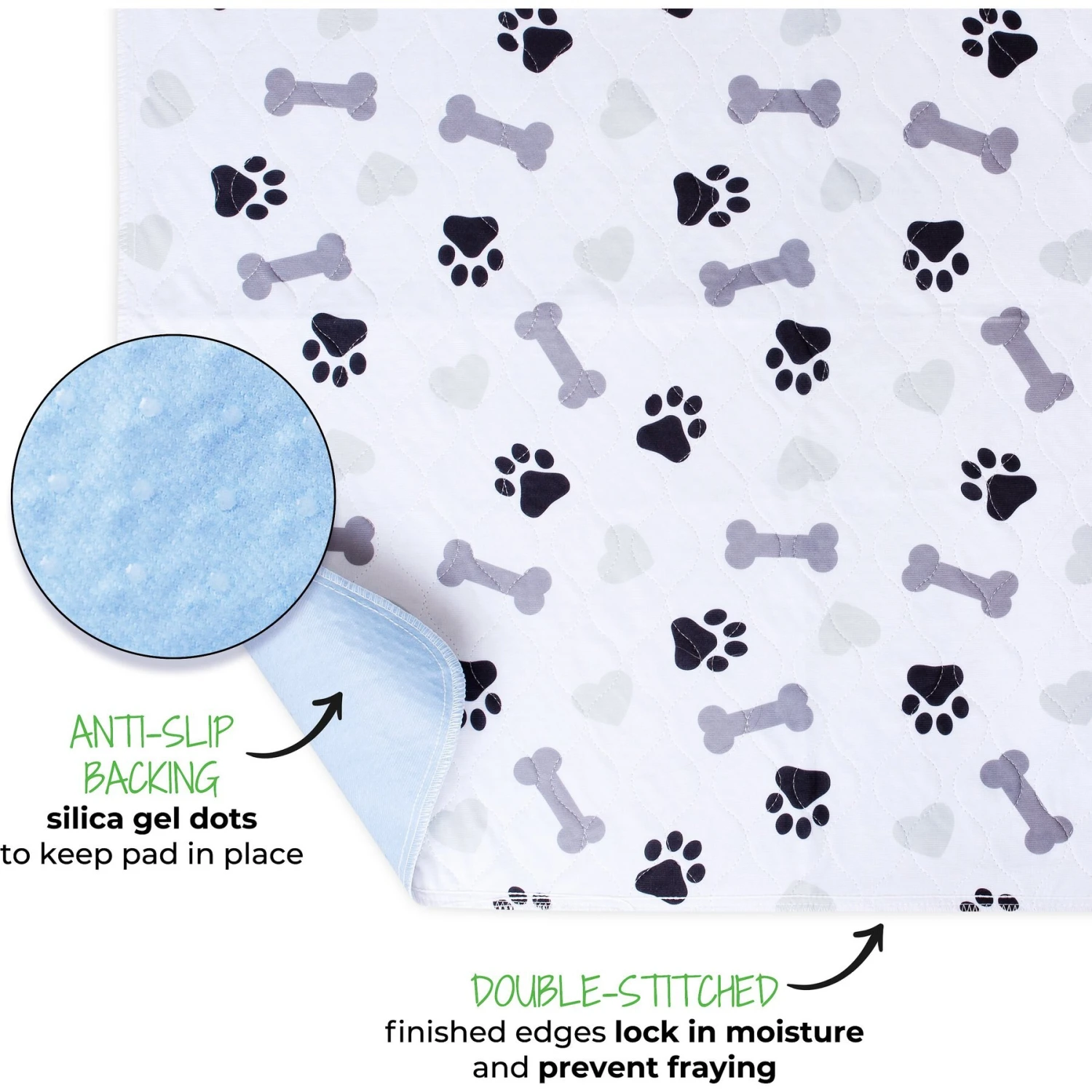 Green Lifestyle Printed Reusable Cat & Dog Pee Pads, Blue & White 3 Green Lifestyle Printed Reusable Cat & Dog Pee Pads, Blue & White - Image 3