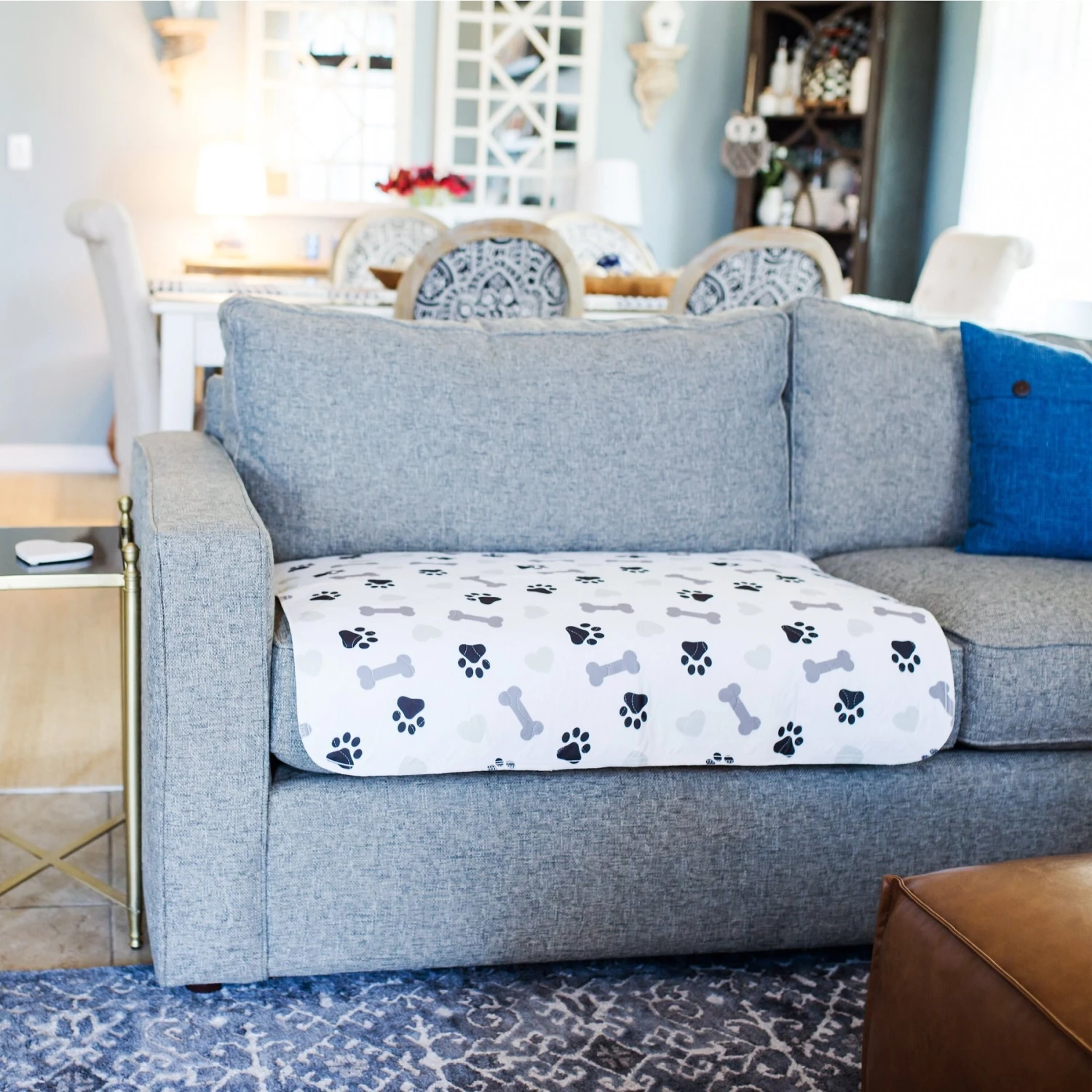 Green Lifestyle Printed Reusable Cat & Dog Pee Pads, Blue & White 6 Green Lifestyle Printed Reusable Cat & Dog Pee Pads, Blue & White - Image 6