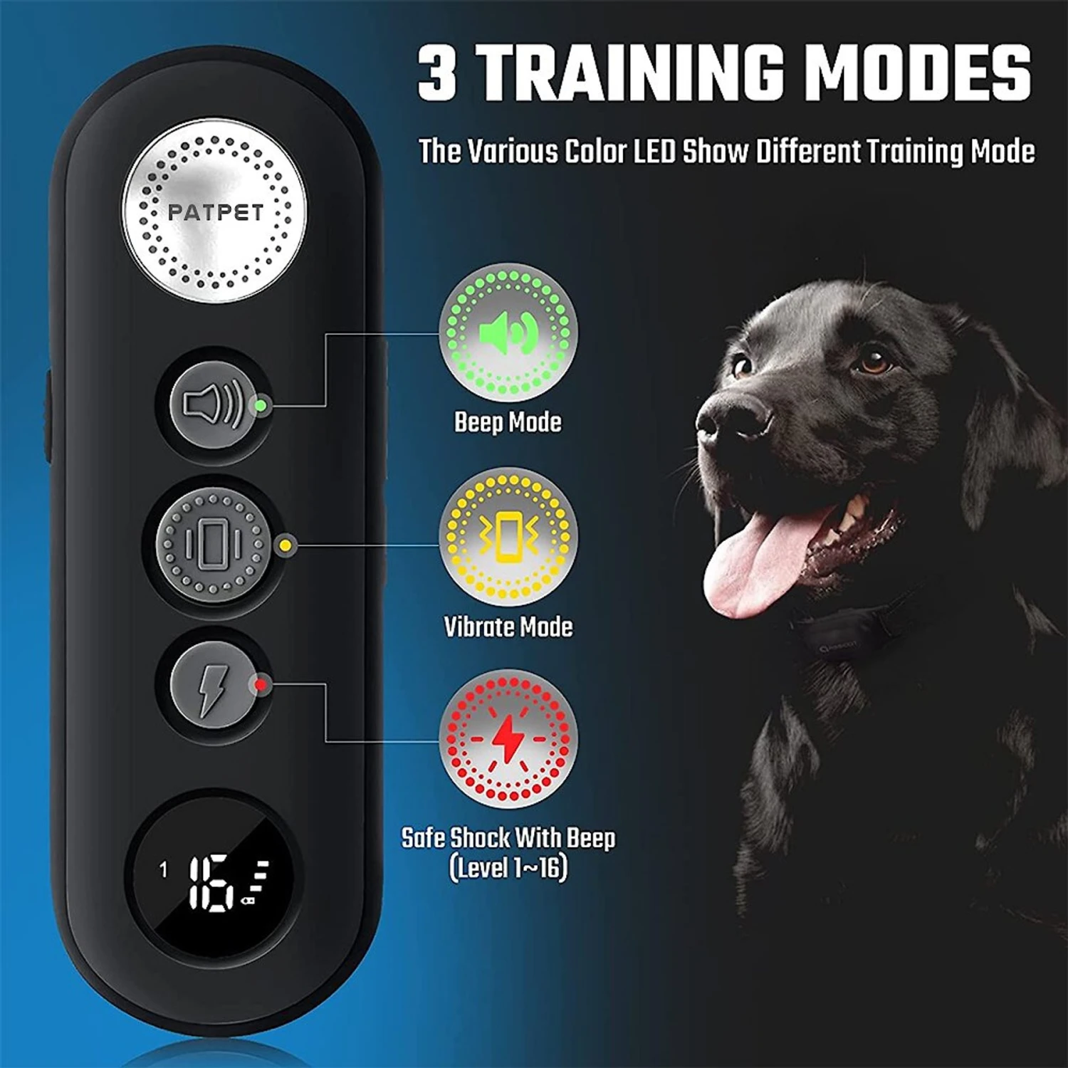 PATPET P680 Lightweight Remote Training Dog Bark Collar, Black 2 PATPET P680 Lightweight Remote Training Dog Bark Collar, Black - Image 2