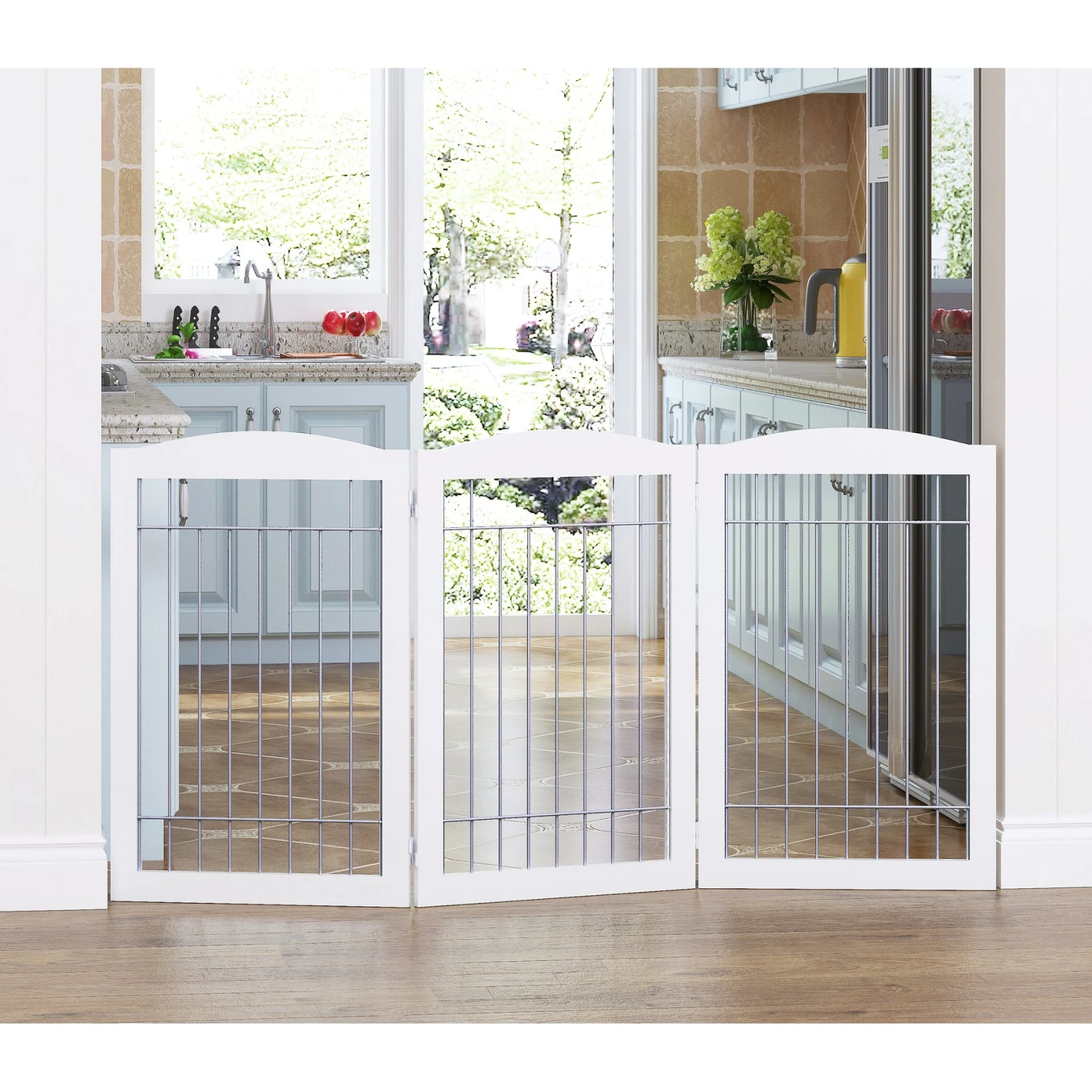 Spirich Freestanding Foldable Wire Dog Gate 2 Spirich Freestanding Foldable Wire Dog Gate - Image 2