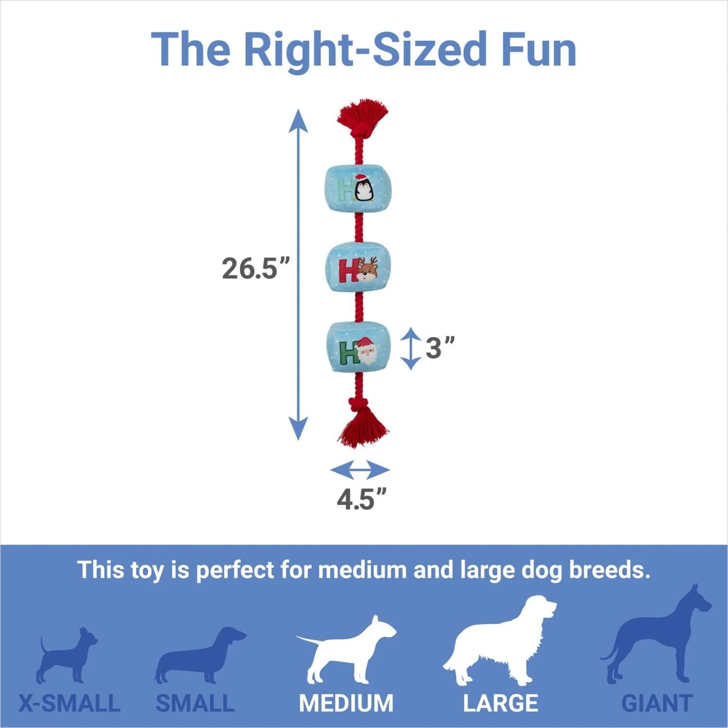 Frisco Holiday Ho Ho Ho Plush With Rope Squeaky Dog Toy 2 Frisco Holiday Ho Ho Ho Plush With Rope Squeaky Dog Toy - Image 2