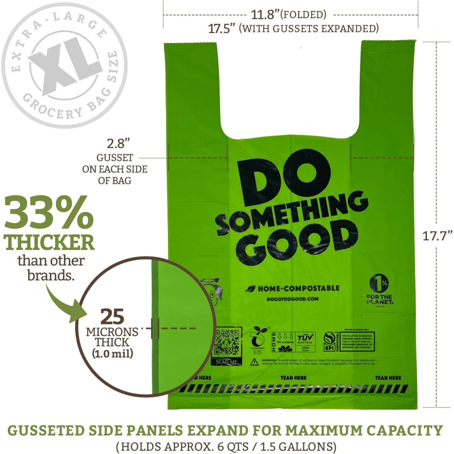 Doggy Do Good Certified Home Compostable X-Large Premium Dog & Cat Waste Bags - Handle Bags On A Roll 4 Doggy Do Good Certified Home Compostable X-Large Premium Dog & Cat Waste Bags - Handle Bags On A Roll - Image 4