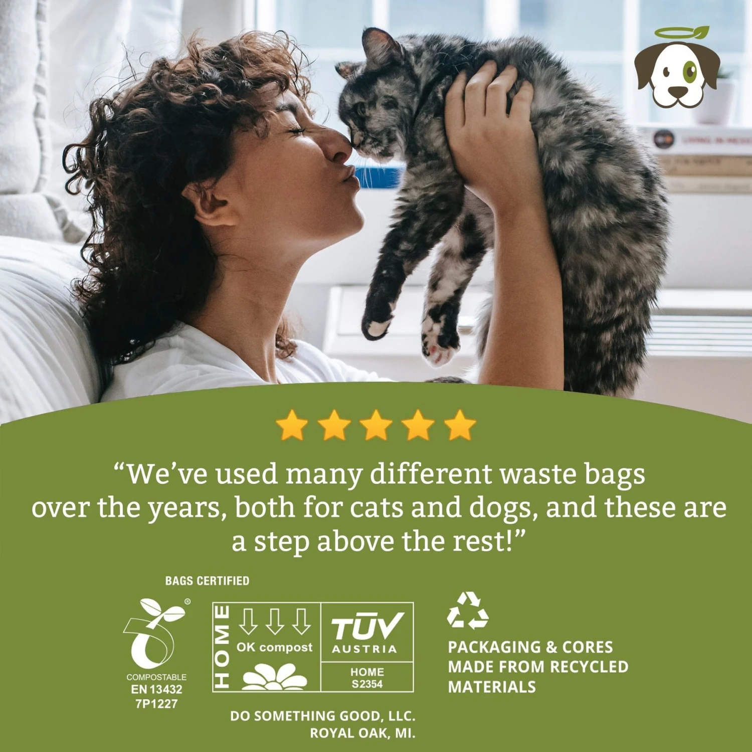 Doggy Do Good Certified Home Compostable X-Large Premium Dog & Cat Waste Bags - Handle Bags On A Roll 5 Doggy Do Good Certified Home Compostable X-Large Premium Dog & Cat Waste Bags - Handle Bags On A Roll - Image 5
