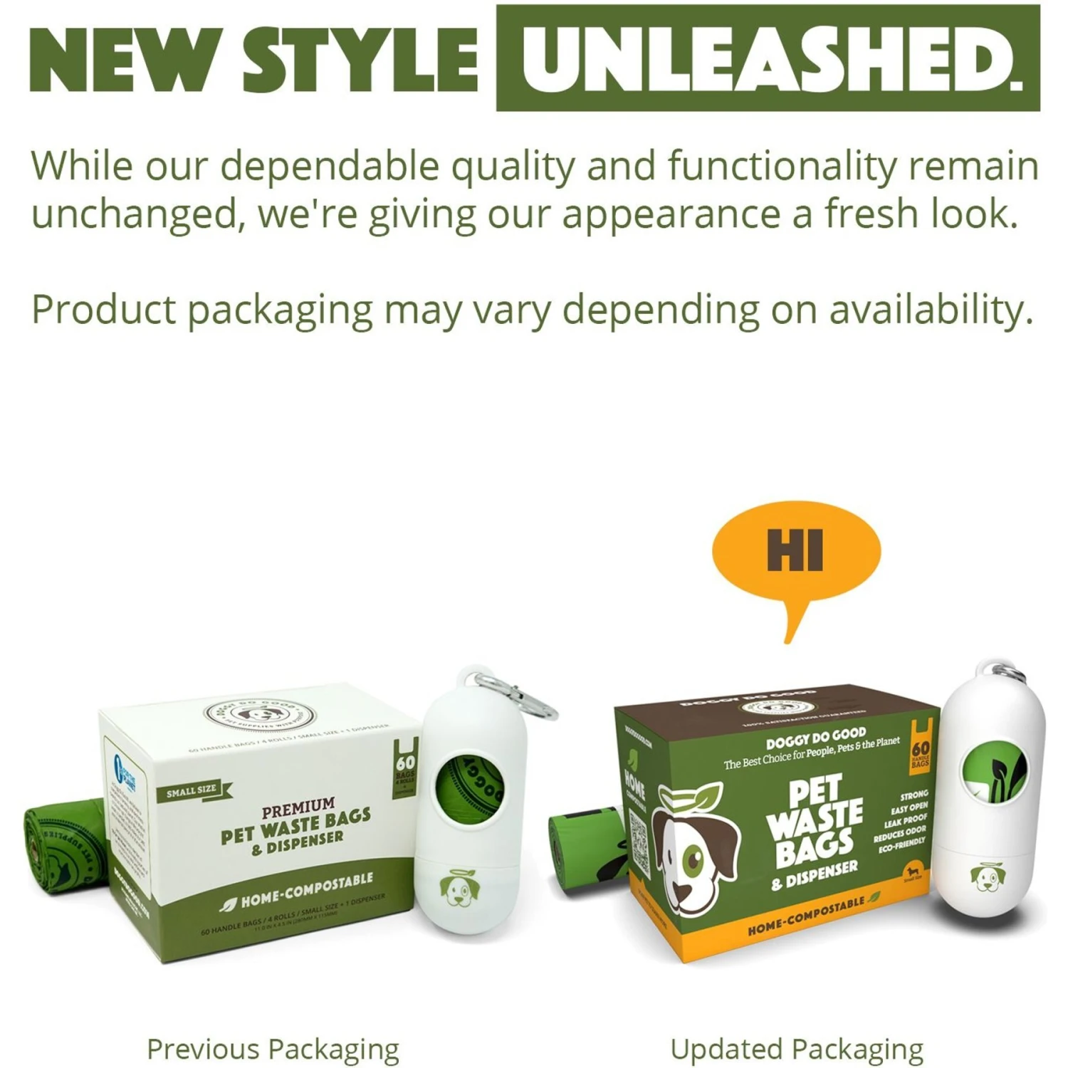 Doggy Do Good Certified Home Compostable Premium Dog & Cat Waste Bags, Small Handle Bags - On Rolls + Dispenser, 60 Count 2 Doggy Do Good Certified Home Compostable Premium Dog & Cat Waste Bags, Small Handle Bags - On Rolls + Dispenser, 60 Count - Image 2