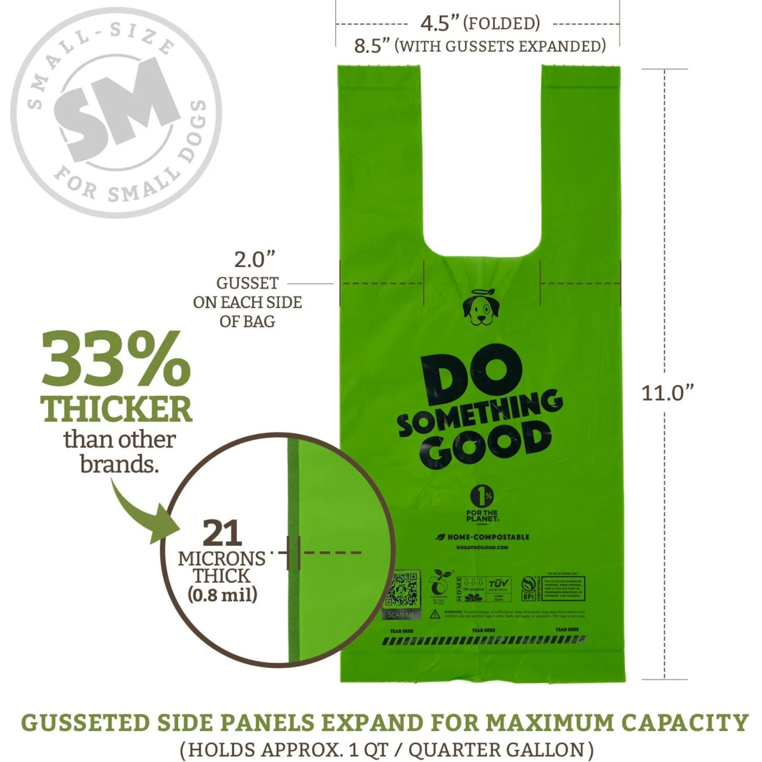 Doggy Do Good Certified Home Compostable Premium Dog & Cat Waste Bags, Small Handle Bags - On Rolls + Dispenser, 60 Count 4 Doggy Do Good Certified Home Compostable Premium Dog & Cat Waste Bags, Small Handle Bags - On Rolls + Dispenser, 60 Count - Image 4