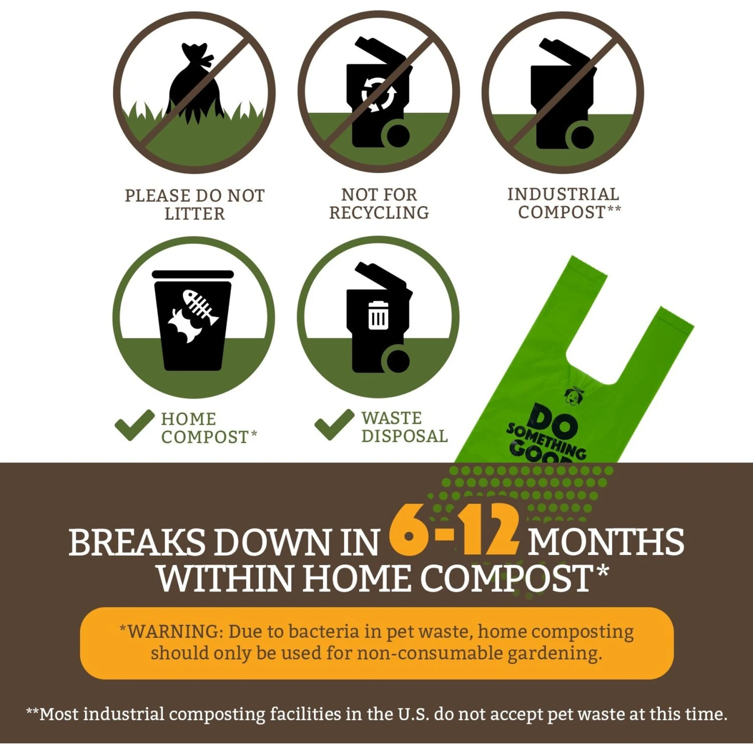 Doggy Do Good Certified Home Compostable Premium Dog & Cat Waste Bags, Small Handle Bags - On Rolls + Dispenser, 60 Count 6 Doggy Do Good Certified Home Compostable Premium Dog & Cat Waste Bags, Small Handle Bags - On Rolls + Dispenser, 60 Count - Image 6