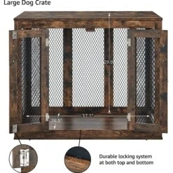 Unipaws Furniture Style Dog Crate With Tray, Rustic Brown -PetSafe Kong Shop 361899 PT2. AC SS1800 V1649959894