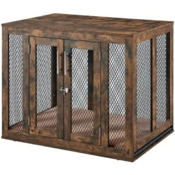Unipaws Furniture Style Dog Crate With Tray, Rustic Brown -PetSafe Kong Shop 361899 PT3. AC SS1800 V1649962598