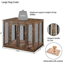 Unipaws Furniture Style Dog Crate With Tray, Rustic Brown -PetSafe Kong Shop 361899 PT4. AC SS1800 V1649962586
