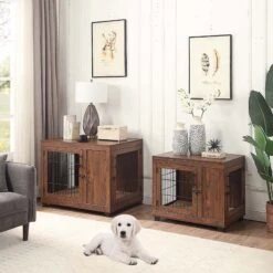 Unipaws Wooden Wire Furniture End Table Dog Crate, Walnut -PetSafe Kong Shop 361903 PT6. AC SS1800 V1650010331