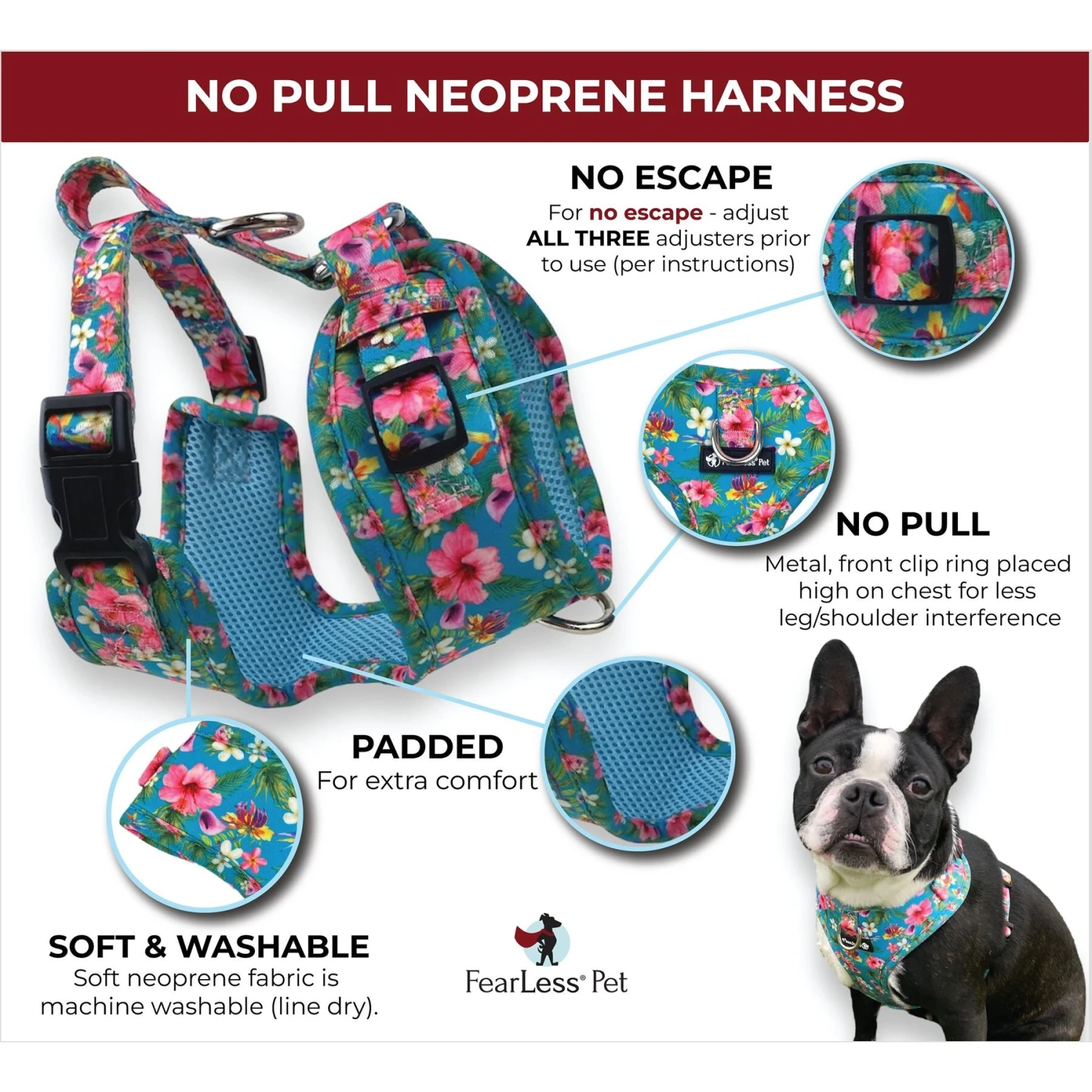 FearLess Pet Adjustable No Pull No Escape Neoprene Dog Harness 2 FearLess Pet Adjustable No Pull No Escape Neoprene Dog Harness - Image 2