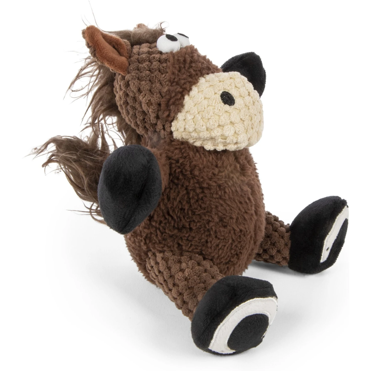 GoDog Checkers Sitting Horse Squeaker Dog Toy, Brown 2 GoDog Checkers Sitting Horse Squeaker Dog Toy, Brown - Image 2