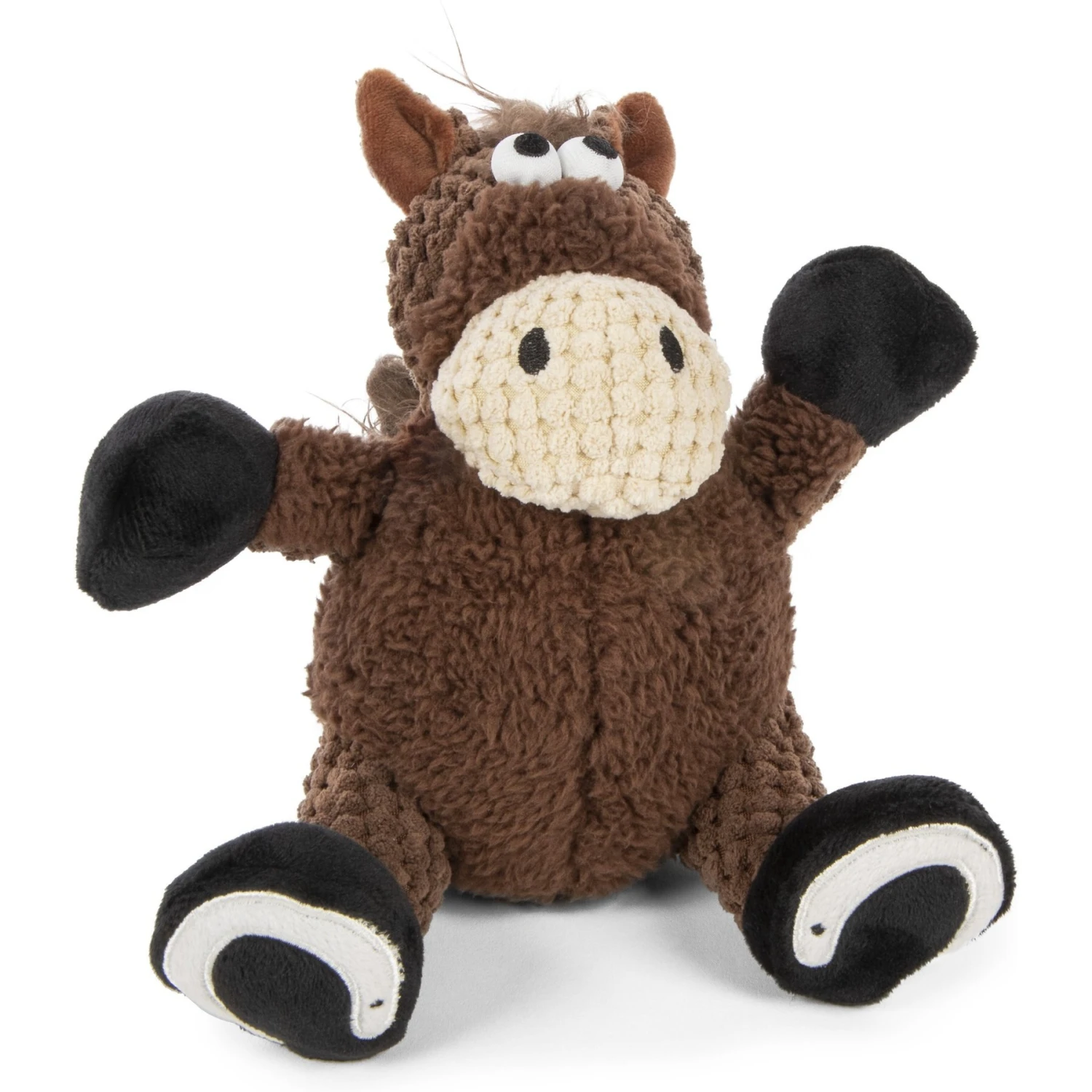 GoDog Checkers Sitting Horse Squeaker Dog Toy, Brown 4 GoDog Checkers Sitting Horse Squeaker Dog Toy, Brown - Image 4