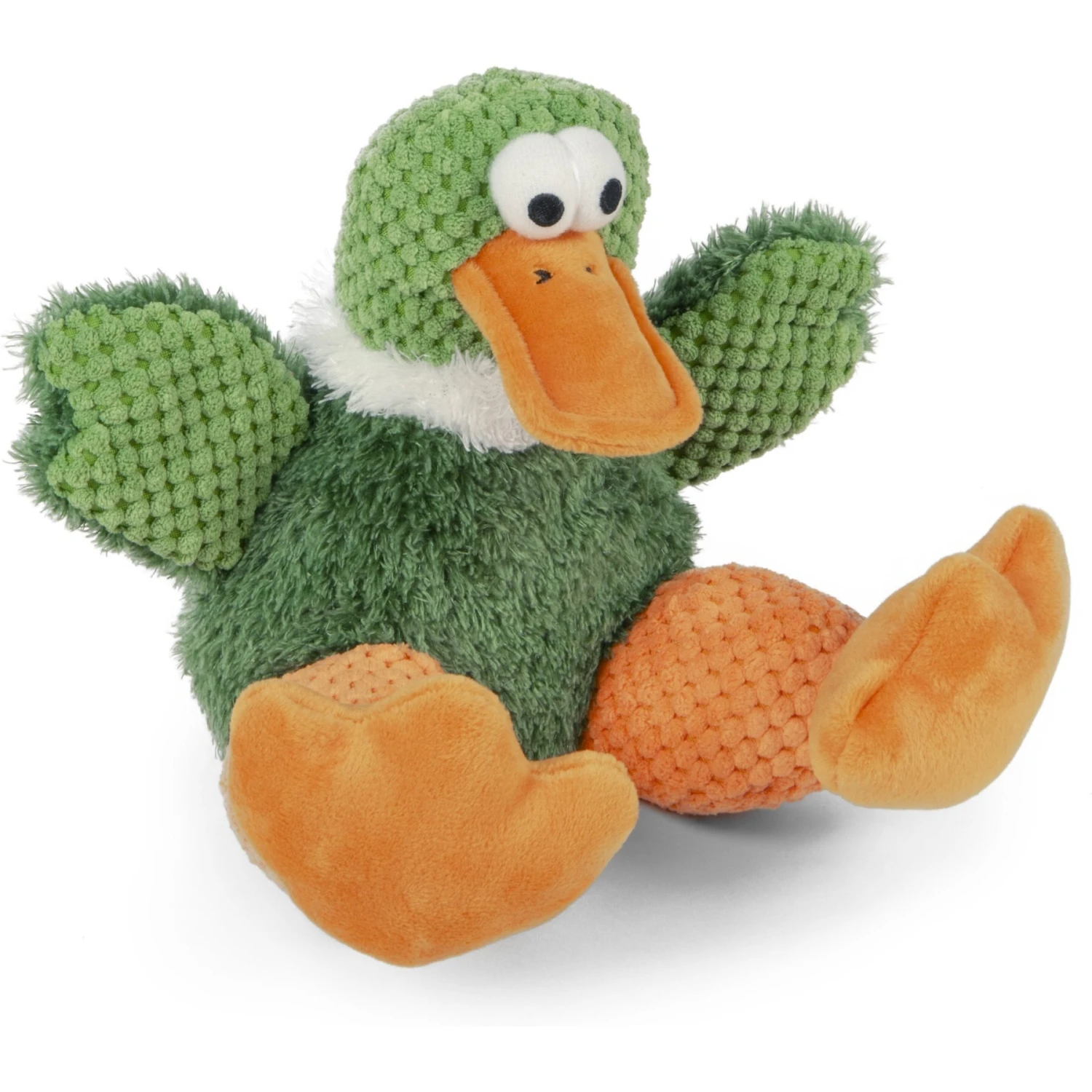 GoDog Checkers Sitting Duck Squeaker Dog Toy, Green 2 GoDog Checkers Sitting Duck Squeaker Dog Toy, Green - Image 2