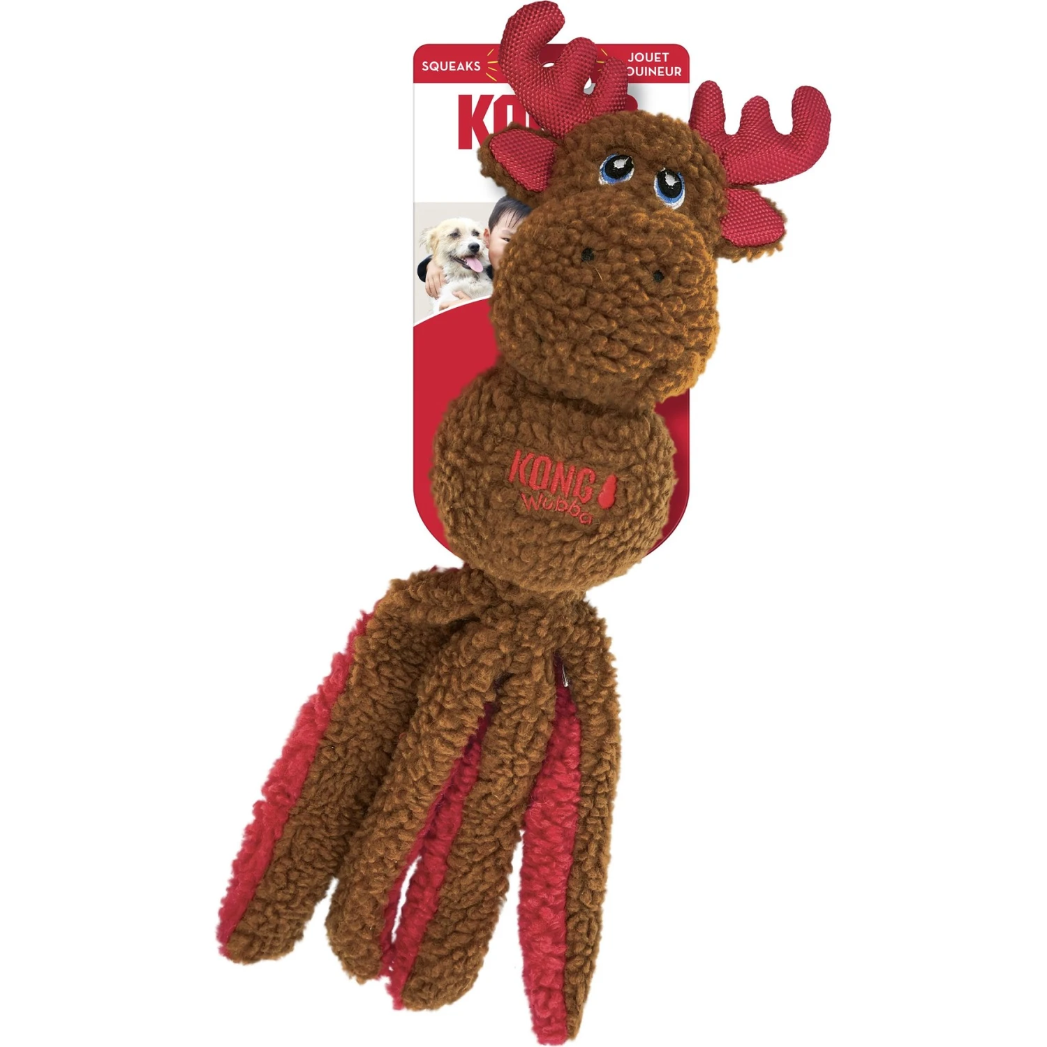 KONG Holiday Plush Wubba Santa Reindeer Dog Toy, Character Varies 3 KONG Holiday Plush Wubba Santa Reindeer Dog Toy, Character Varies - Image 3