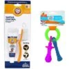 ARM & HAMMER PRODUCTS Tartar Control Vanilla-Ginger Flavored Enzymatic Puppy Dental Training Kit & Nylabone Puppy Pacifier Teething Toy Chew Teething Pacifier Bacon
