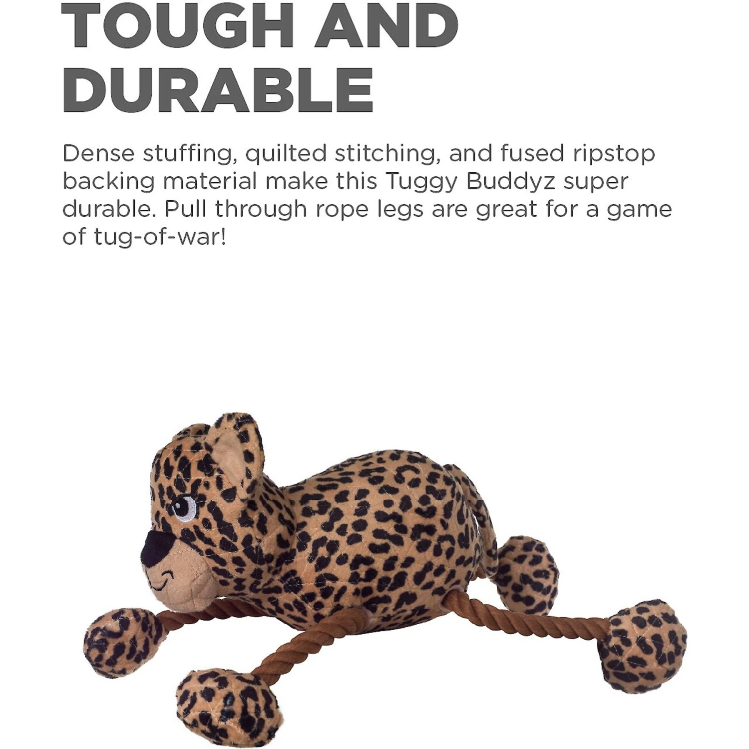 Outward Hound Tuggy Buddyz Leopard Rope Squeaky Dog Toy 2 Outward Hound Tuggy Buddyz Leopard Rope Squeaky Dog Toy - Image 2