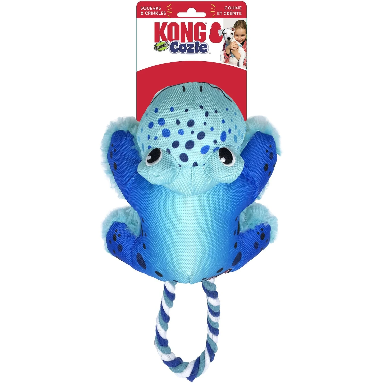 KONG Cozie Tuggz Frog Dog Toy 3 KONG Cozie Tuggz Frog Dog Toy - Image 3