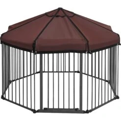 Frisco Outdoor Galvanized Steel 8-Panel Configurable Gate And Playpen With Oxford Roof -PetSafe Kong Shop 507086 PT3. AC SS1800 V1666021842