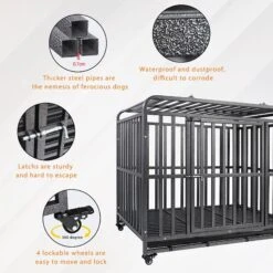SMONTER Heavy Duty Metal Anxiety Indoor & Outdoor Large Breed Dog Crate, Dark Silver -PetSafe Kong Shop 517206 PT2. AC SS1800 V1650397289