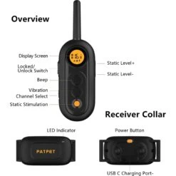 PATPET NFC ID Pet Tag & Lightweight Remote Dog Training Electric Collar, Black, 2 Count -PetSafe Kong Shop 522894 PT7. AC SS1800 V1652984787