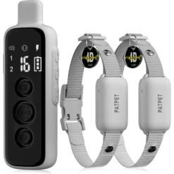 PATPET NFC Pet ID Tag & P651 1000-ft Vibration & Beep Remote Dog Training Collar, Gray, 2 Count