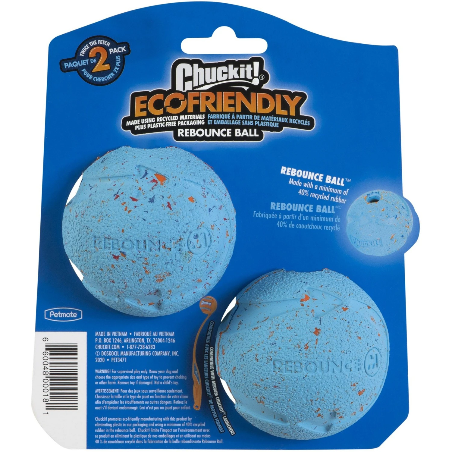 Chuckit! Rebounce Ball Twin Pack Dog Toy, Color Varies 2 Chuckit! Rebounce Ball Twin Pack Dog Toy, Color Varies - Image 2