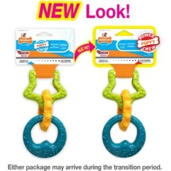 Nylabone Puppy Power Chew Teething Toy Rings Dogs Bacon Yellow -PetSafe Kong Shop 54231 PT7. AC SS1800 V1688156774