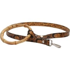 Shaya Pets Sasha Embossed Leather Leash, Black & Yellow