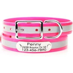 Mimi Green Waterproof Reflective With Riveted Name Plate Dog Collar