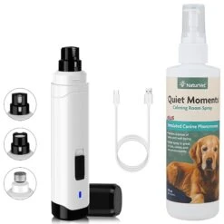 NaturVet Quiet Moments Simulated Canine Pheromones Calming Spray For Dogs & PATPET Steel Grit Dog & Cat Nail Grinder