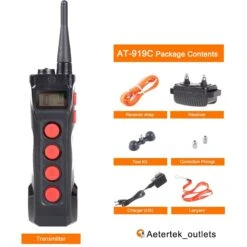 Aetertek AT-919C 1100 Yard Ultra Range Rechargeable Waterproof Auto Anti-Bark Dog Remote Training Shock Collar, Black -PetSafe Kong Shop 654830 PT7. AC SS1800 V1670622397